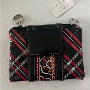 Vera Bradley Frill Black and Red Wallet elegant, fun Design NWT